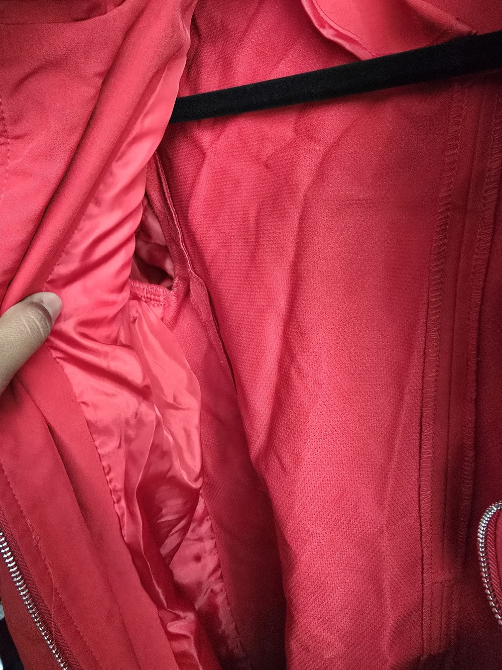 DKNY Red Trench Coat with Self-Tie Belt - Picture 9 of 14